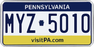 PA license plate MYZ5010