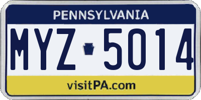 PA license plate MYZ5014