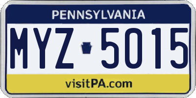 PA license plate MYZ5015
