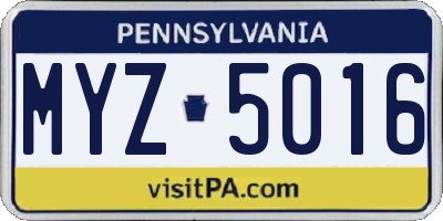 PA license plate MYZ5016