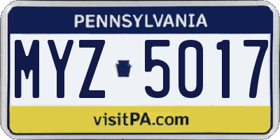 PA license plate MYZ5017