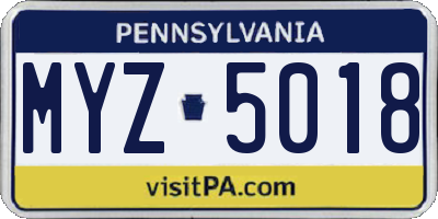PA license plate MYZ5018
