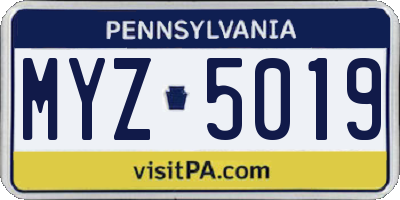 PA license plate MYZ5019