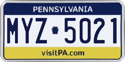 PA license plate MYZ5021