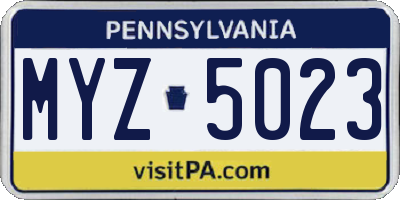 PA license plate MYZ5023