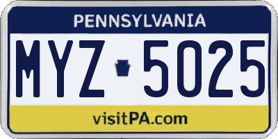 PA license plate MYZ5025