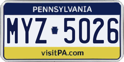 PA license plate MYZ5026