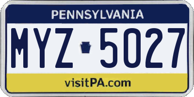 PA license plate MYZ5027