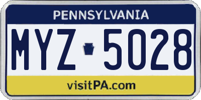 PA license plate MYZ5028