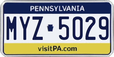 PA license plate MYZ5029