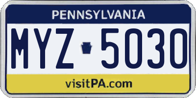 PA license plate MYZ5030
