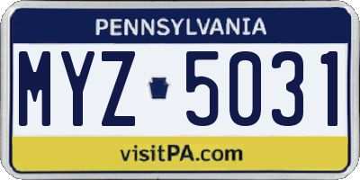 PA license plate MYZ5031