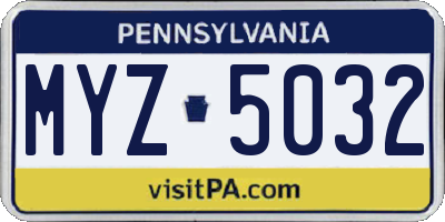 PA license plate MYZ5032