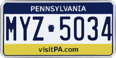 PA license plate MYZ5034