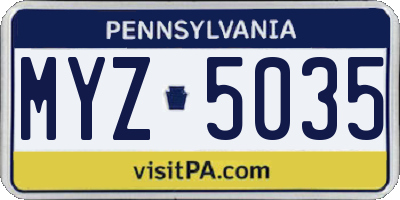 PA license plate MYZ5035