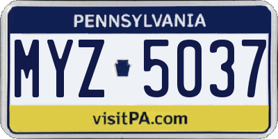 PA license plate MYZ5037