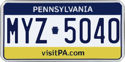 PA license plate MYZ5040