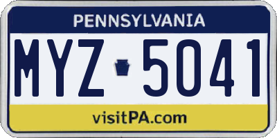 PA license plate MYZ5041