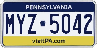PA license plate MYZ5042