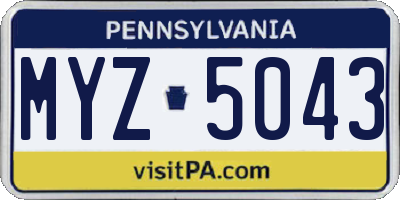 PA license plate MYZ5043