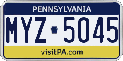 PA license plate MYZ5045