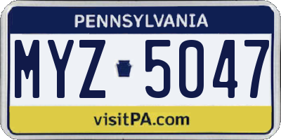PA license plate MYZ5047