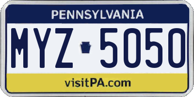 PA license plate MYZ5050