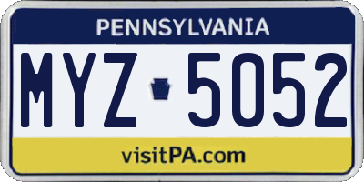 PA license plate MYZ5052