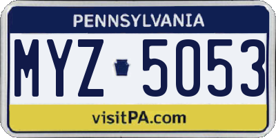 PA license plate MYZ5053