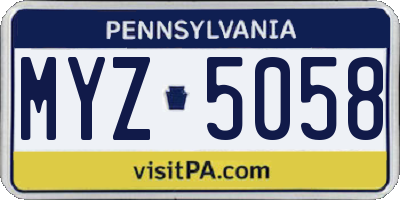 PA license plate MYZ5058