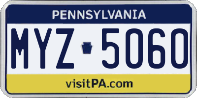 PA license plate MYZ5060