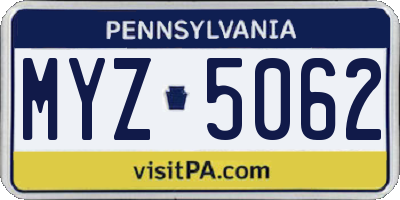 PA license plate MYZ5062