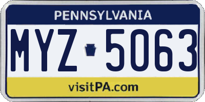 PA license plate MYZ5063