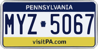 PA license plate MYZ5067