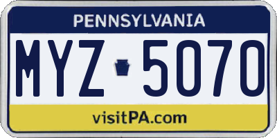 PA license plate MYZ5070