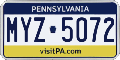 PA license plate MYZ5072
