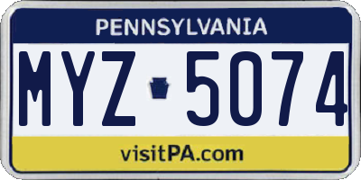 PA license plate MYZ5074