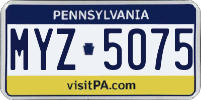 PA license plate MYZ5075