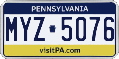 PA license plate MYZ5076