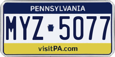 PA license plate MYZ5077