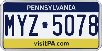 PA license plate MYZ5078
