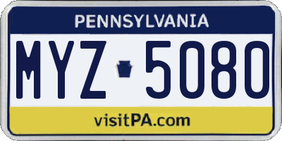 PA license plate MYZ5080