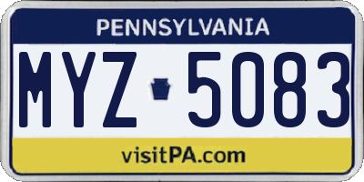 PA license plate MYZ5083