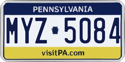 PA license plate MYZ5084