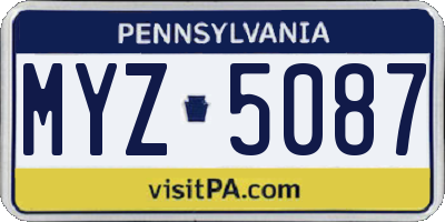 PA license plate MYZ5087