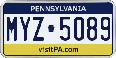 PA license plate MYZ5089