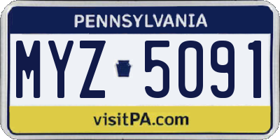 PA license plate MYZ5091