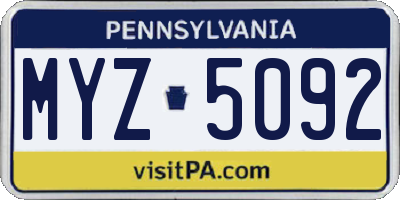 PA license plate MYZ5092