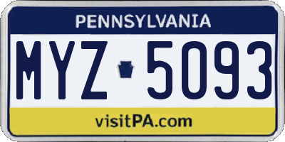 PA license plate MYZ5093