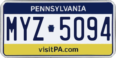 PA license plate MYZ5094